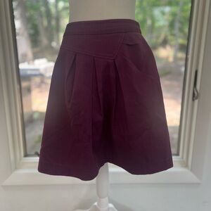 Tabitha Anthropologie Purple Plum Skirt Size 8 Pleated Runny Yoke Mini Textured